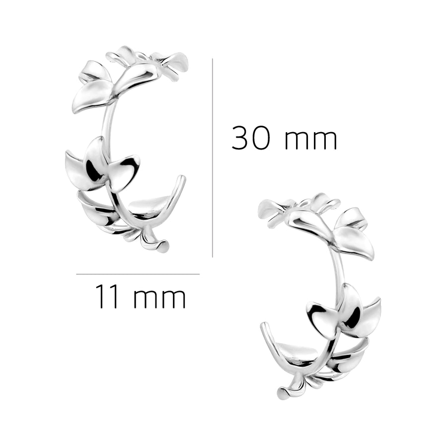 Blatt Steck Creolen in 925 Silber