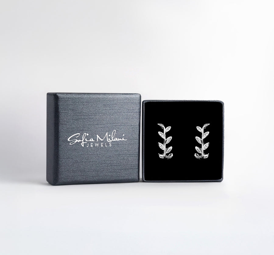 Blatt Steck Creolen in 925 Silber