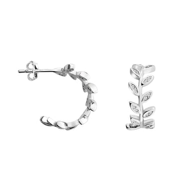 Blatt Steck Creolen in 925 Silber