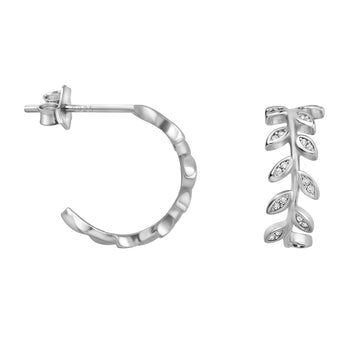 Blatt Steck Creolen in 925 Silber