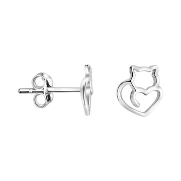 Katze Ohrstecker in 925 Silber