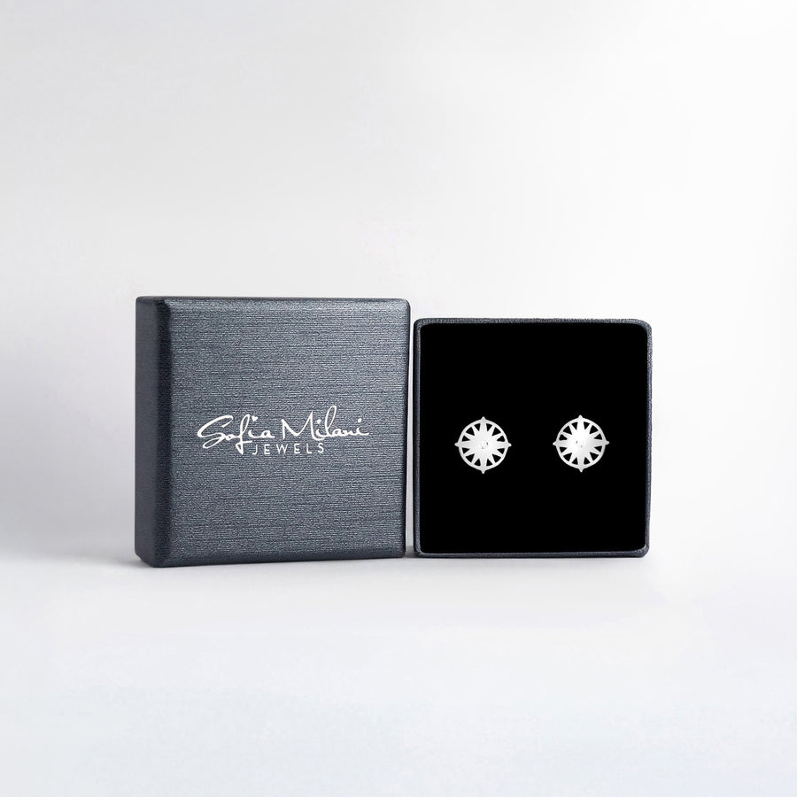 Sonne Ohrstecker in 925 Silber