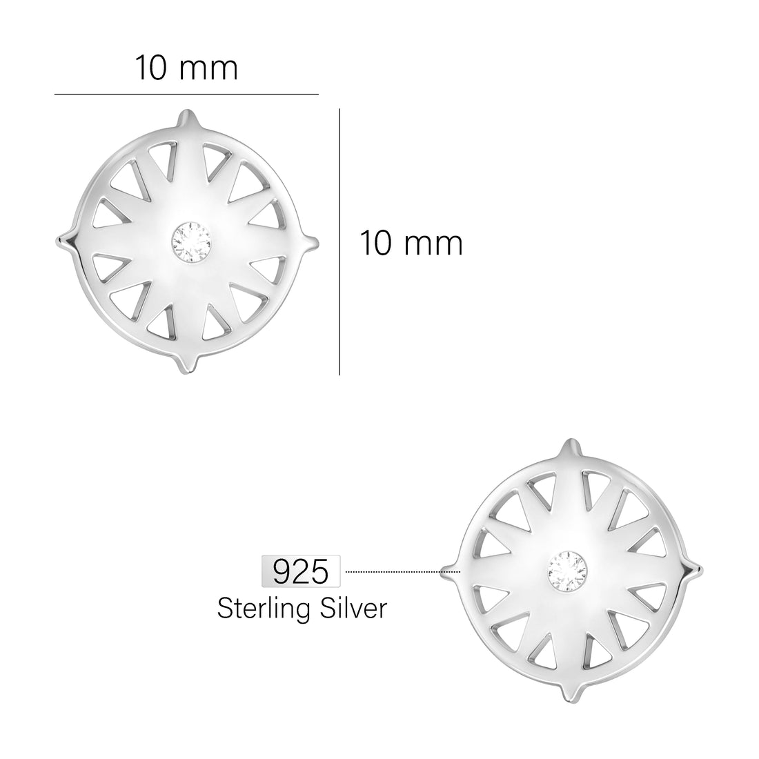 Sonne Ohrstecker in 925 Silber