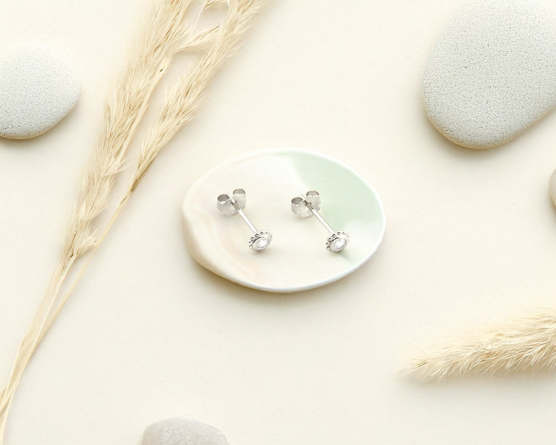 Blume Ohrstecker in 925 Silber