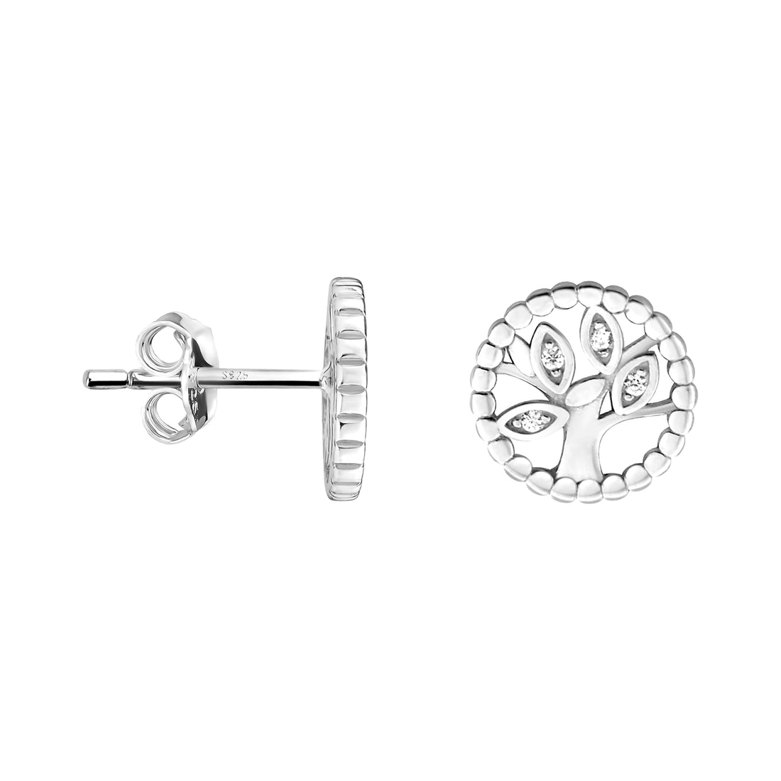 Lebensbaum Ohrstecker in 925 Silber
