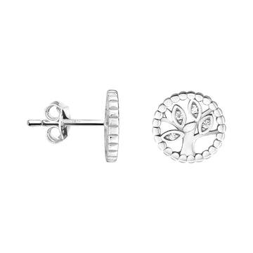 Lebensbaum Ohrstecker in 925 Silber