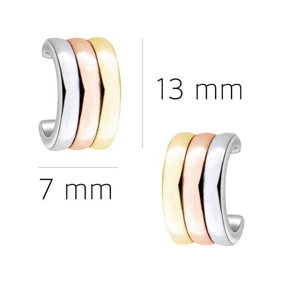 Tricolour Steck Creolen in 925 Silber