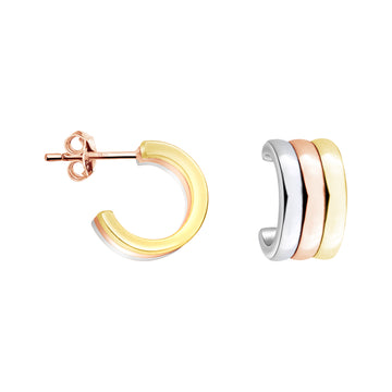 Tricolour Steck Creolen in 925 Silber