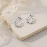 Gebogen Steck Creolen in 925 Silber