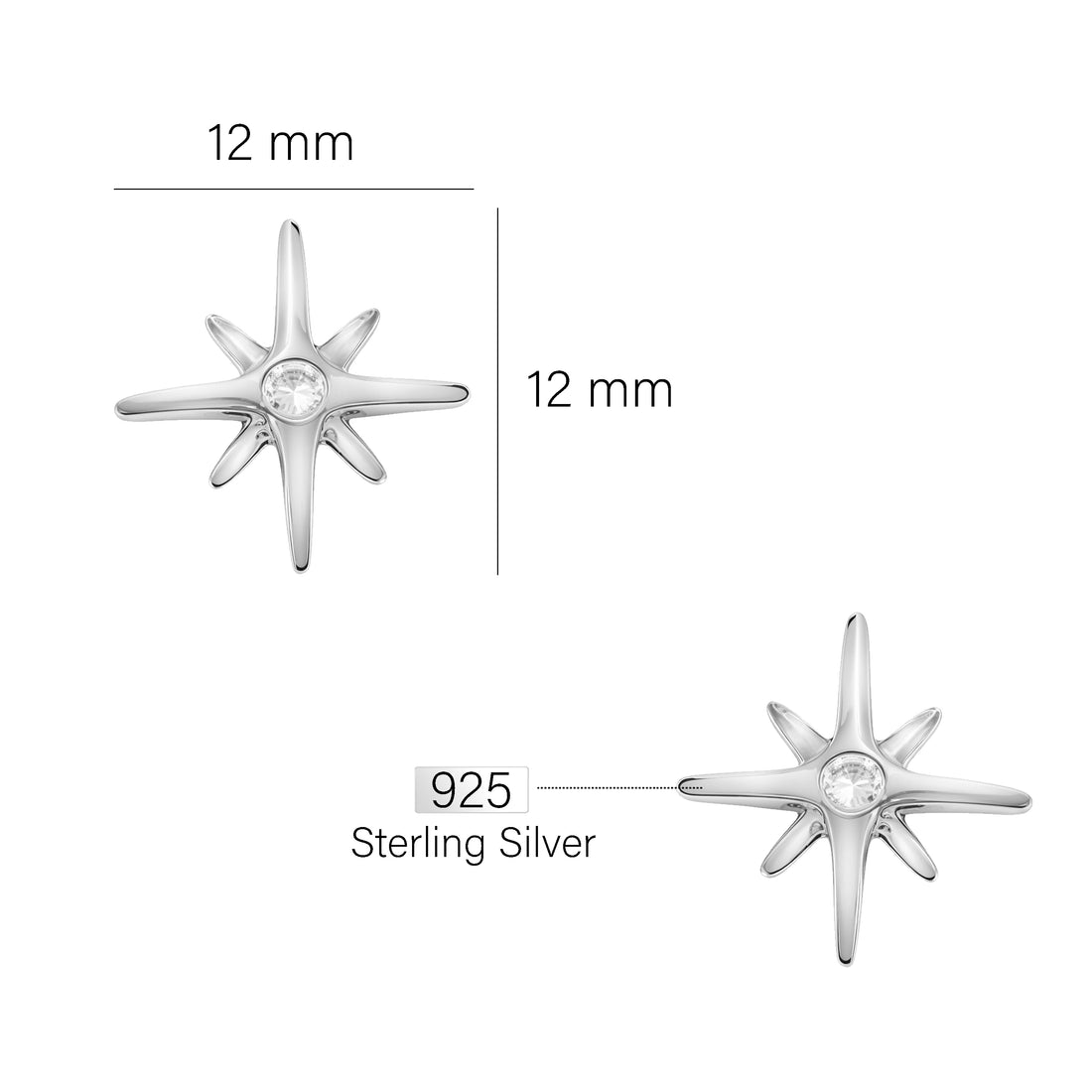 Stern Ohrstecker in 925 Silber