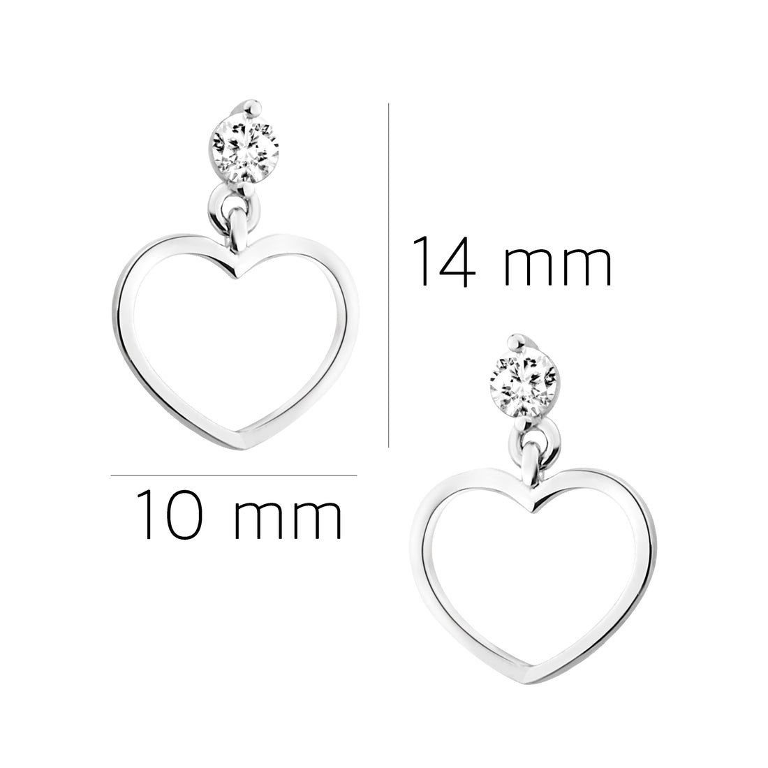 Herz Ohrstecker in 925 Silber
