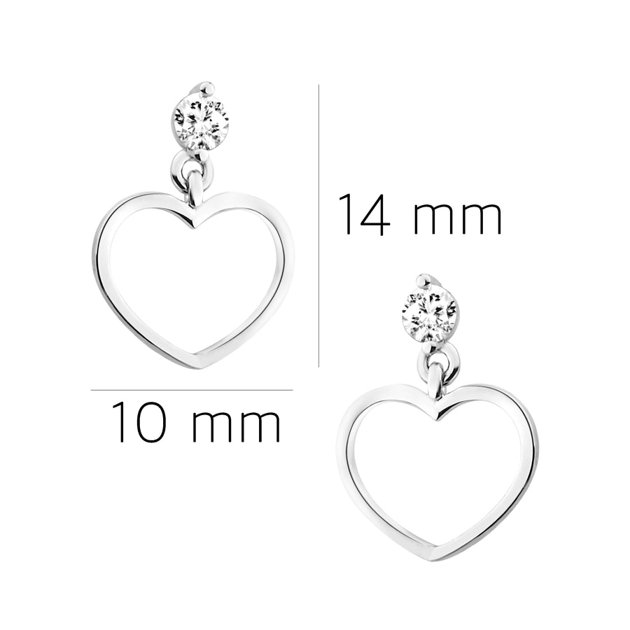 Herz Ohrstecker in 925 Silber