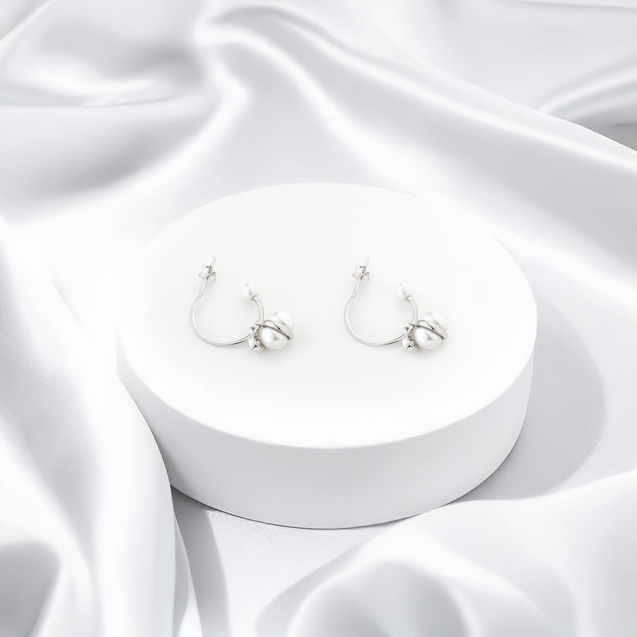 Perle Steck Creolen in 925 Silber