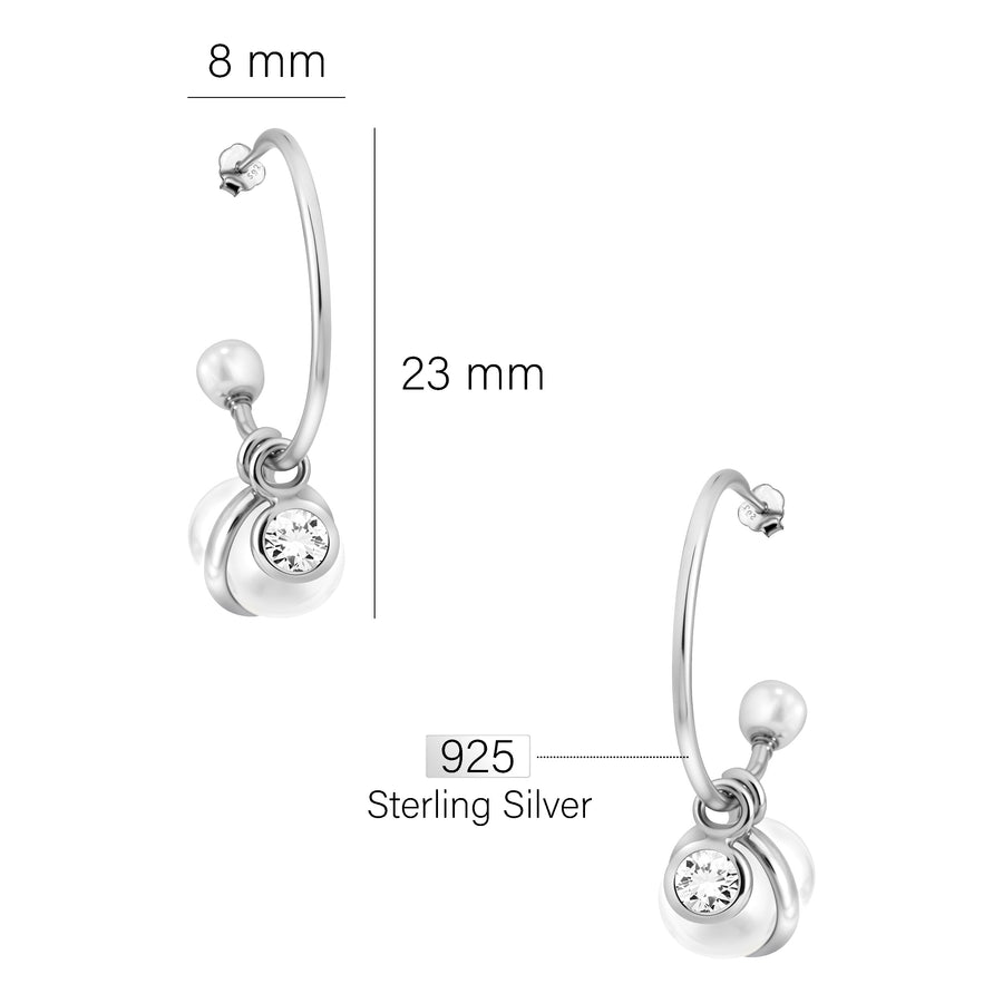 Perle Steck Creolen in 925 Silber