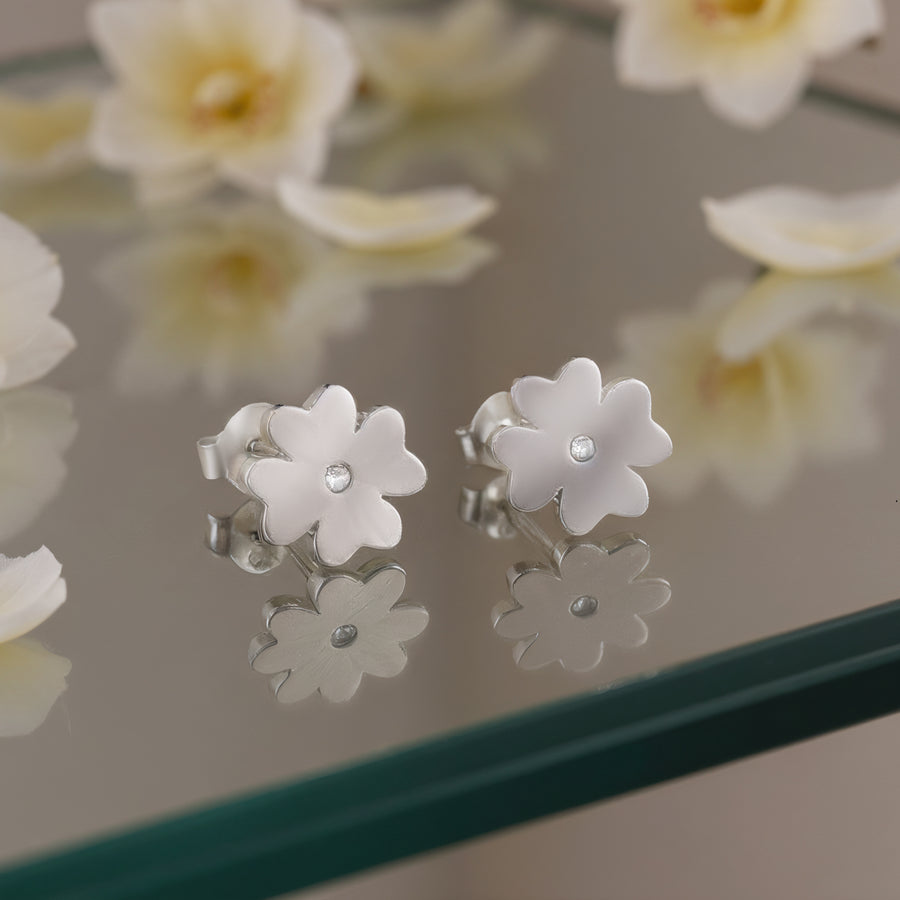 Blume Ohrstecker in 925 Silber