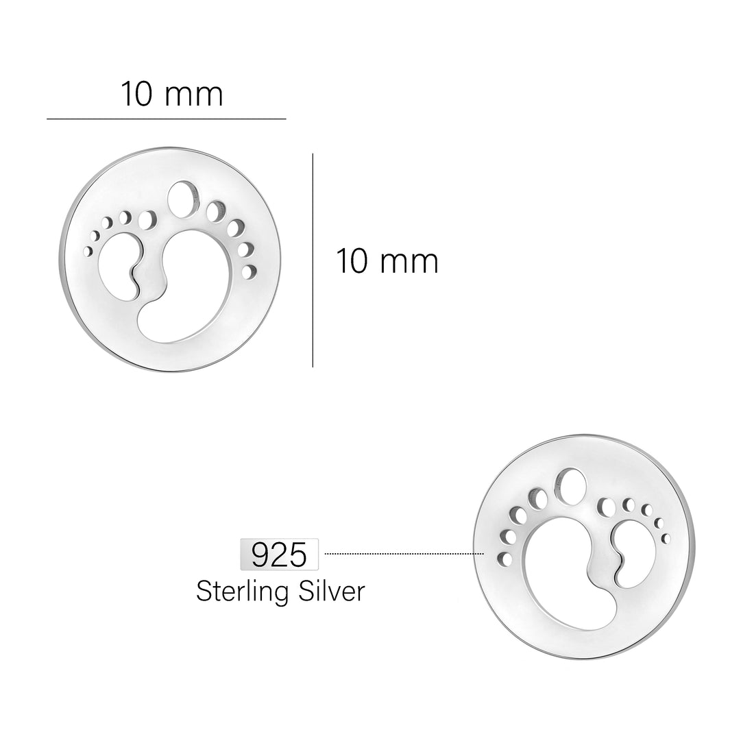 Fuß Ohrstecker in 925 Silber
