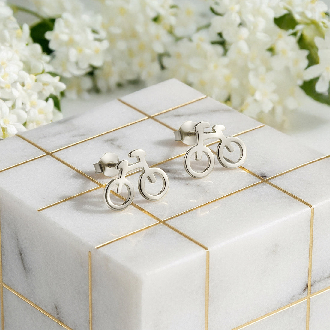 Fahrrad Ohrstecker in 925 Silber