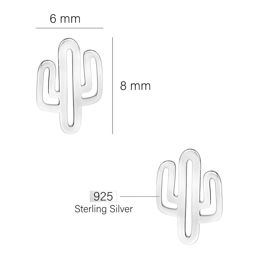 Kaktus Ohrstecker in 925 Silber