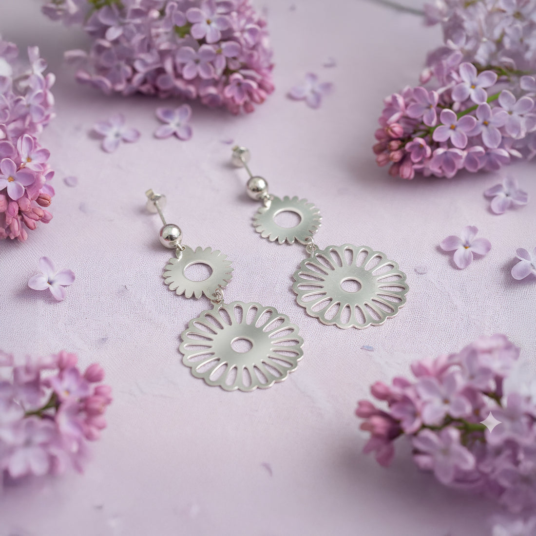 Blume Ohrhänger in 925 Silber