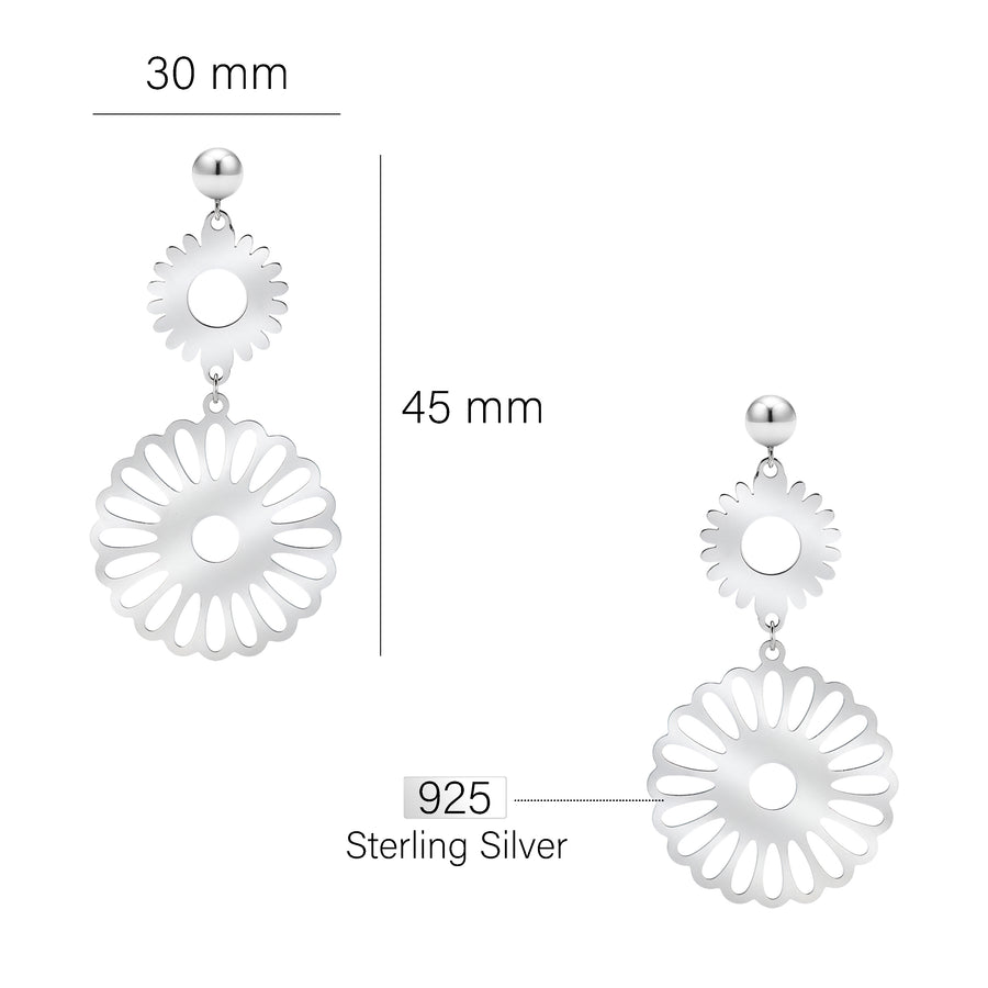 Blume Ohrhänger in 925 Silber