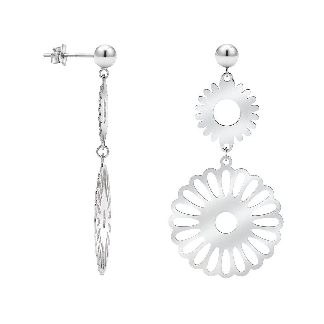 Blume Ohrhänger in 925 Silber