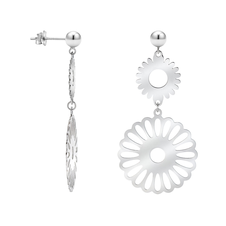 Blume Ohrhänger in 925 Silber