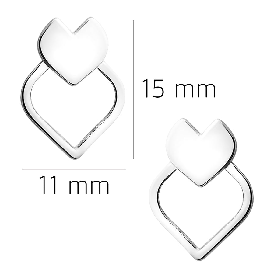 Herz Ohrstecker in 925 Silber