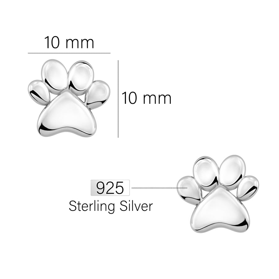 Pfote Ohrstecker in 925 Silber