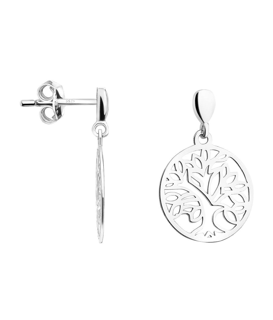 Lebensbaum Ohrstecker in 925 Silber