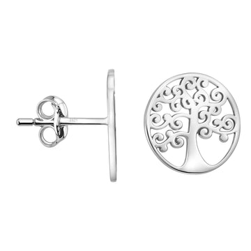 Lebensbaum Ohrstecker in 925 Silber