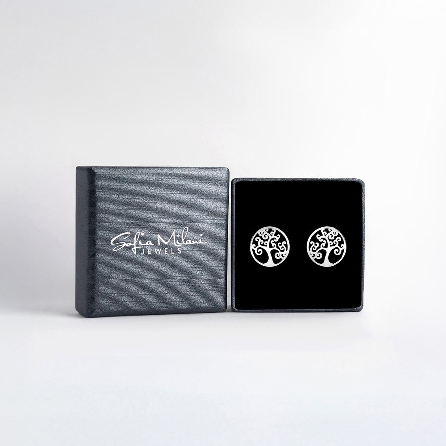 Lebensbaum Ohrstecker in 925 Silber