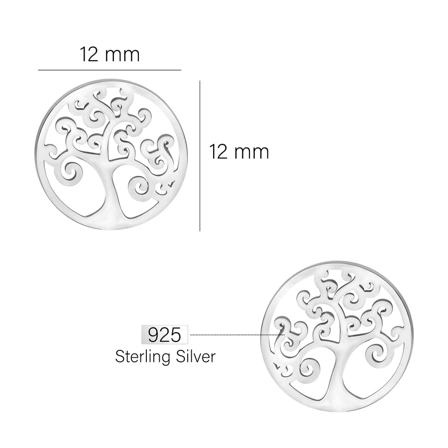 Lebensbaum Ohrstecker in 925 Silber