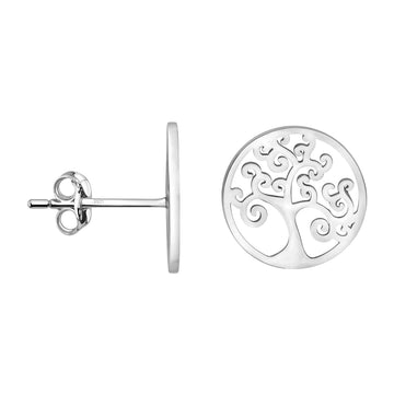 Lebensbaum Ohrstecker in 925 Silber