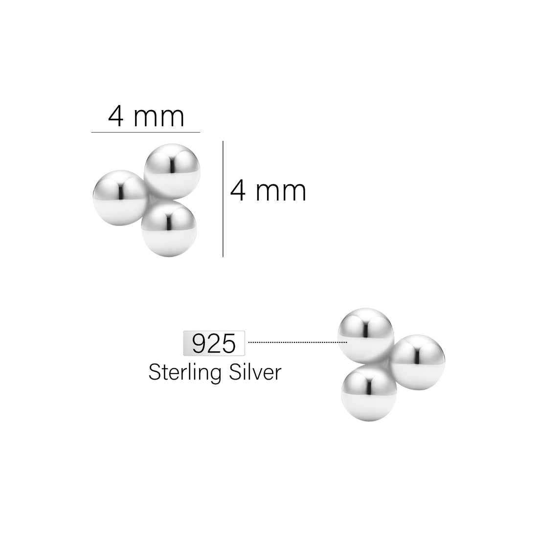 Kugel Ohrstecker in 925 Silber
