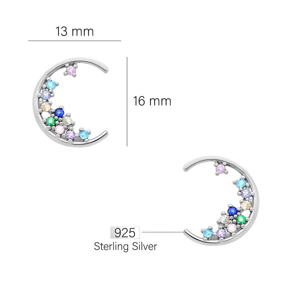 Mond Ohrstecker in 925 Silber