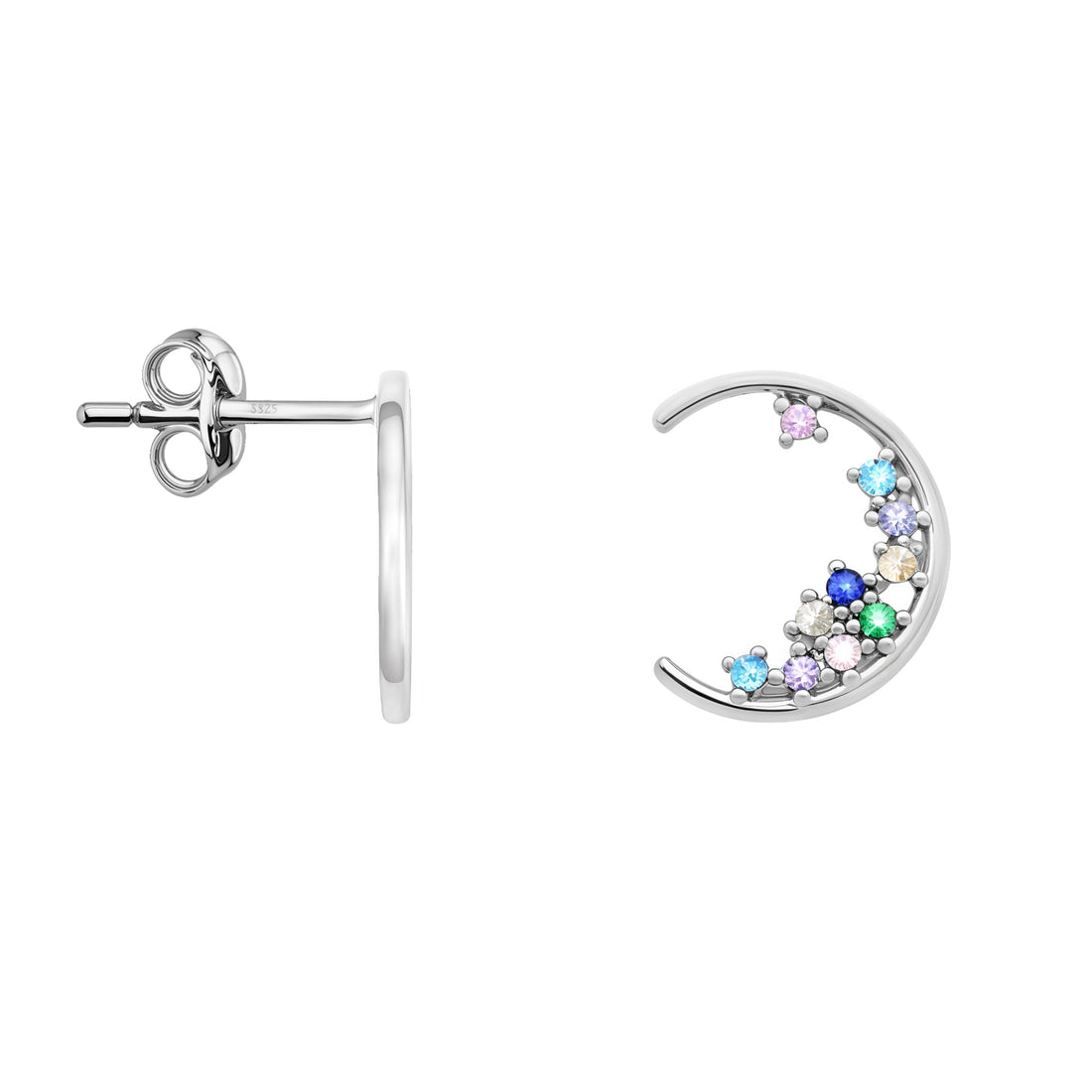 Mond Ohrstecker in 925 Silber