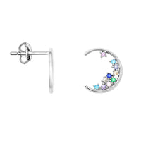 Mond Ohrstecker in 925 Silber