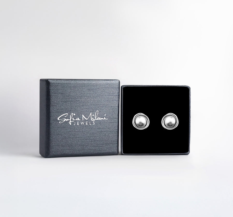 Boxansicht von Perlen Ohrstecker in 925 Silber von Sofia Milani - E1114