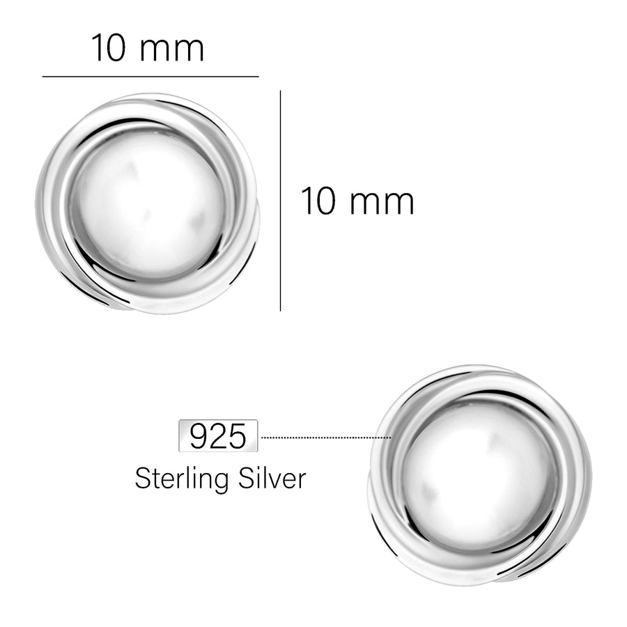 Maßenansicht von Perlen Ohrstecker in 925 Silber von Sofia Milani - E1114