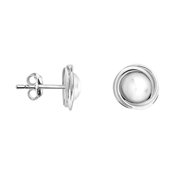 Haupt- und Seitenansicht von Perlen Ohrstecker in 925 Silber von Sofia Milani - E1114