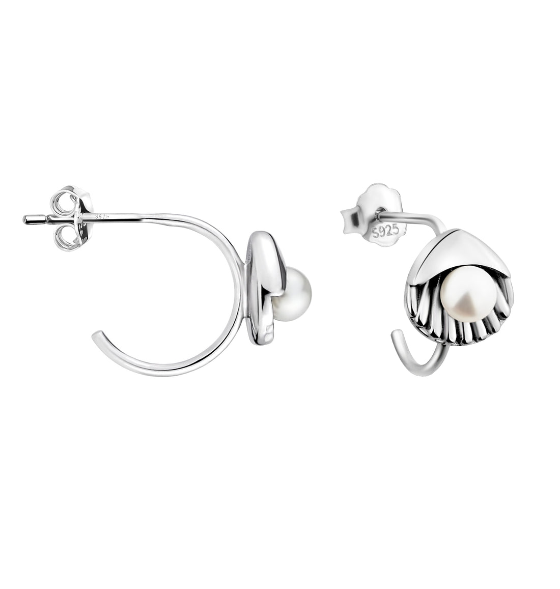 Muschel Ohrstecker in 925 Silber