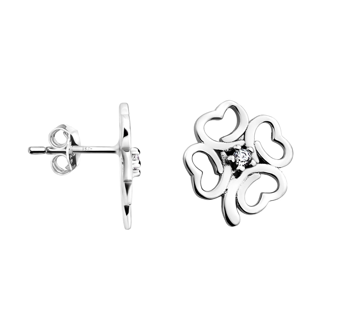 Kleeblatt Ohrstecker in 925 Silber
