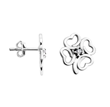 Kleeblatt Ohrstecker in 925 Silber