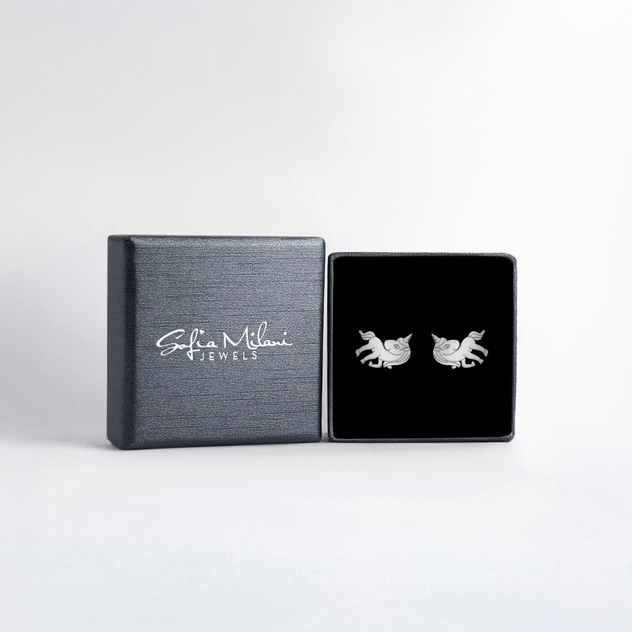 Einhorn Ohrstecker in 925 Silber