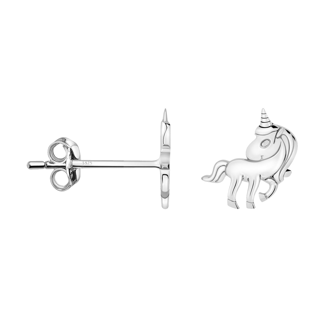 Einhorn Ohrstecker in 925 Silber