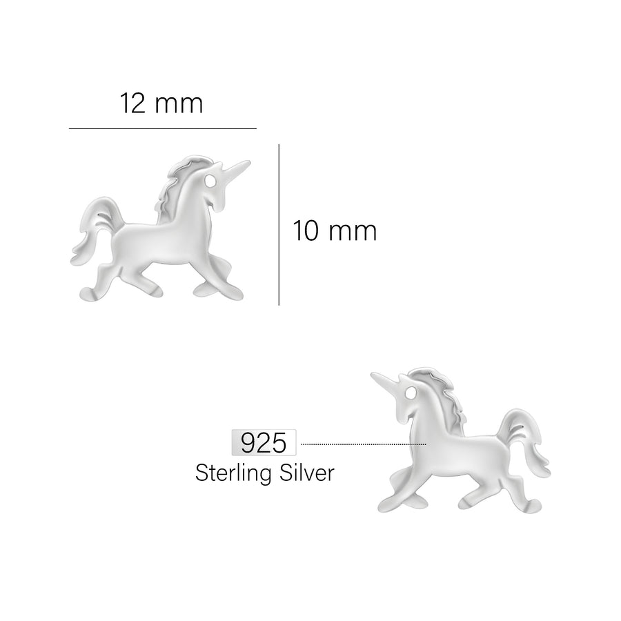 Einhorn Ohrstecker in 925 Silber
