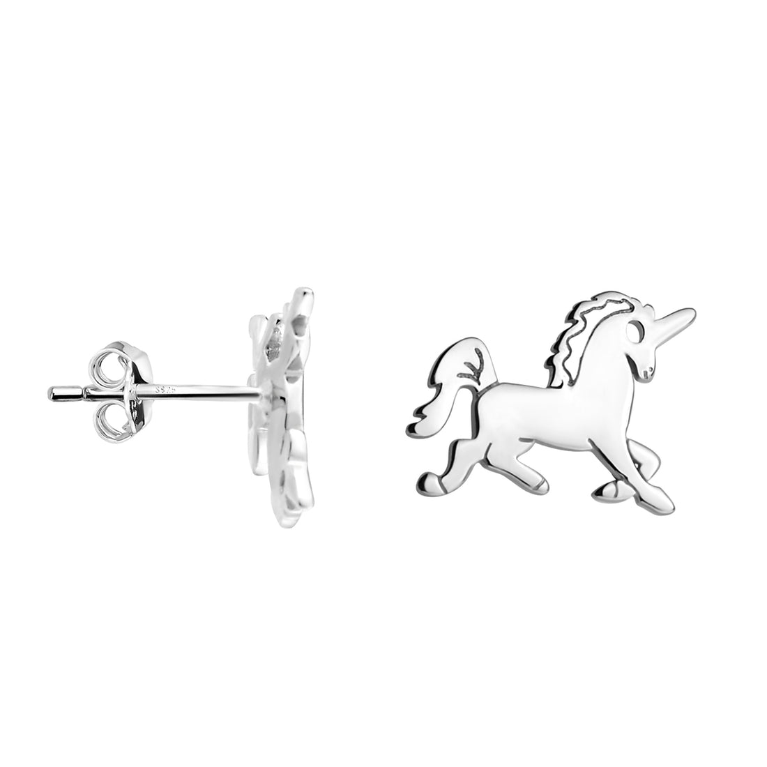 Einhorn Ohrstecker in 925 Silber
