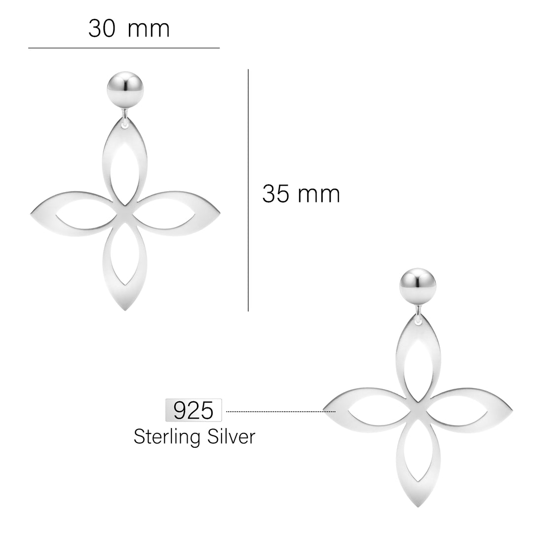 Blume Ohrstecker in 925 Silber
