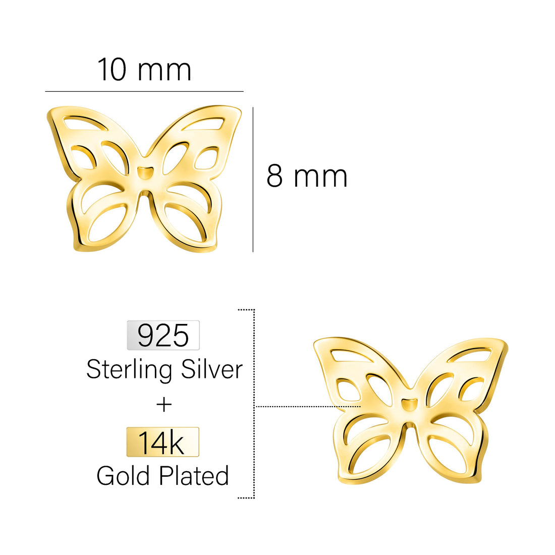 Schmetterling Ohrstecker in 925 Silber