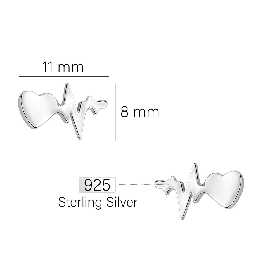 Herzschlag Ohrstecker in 925 Silber